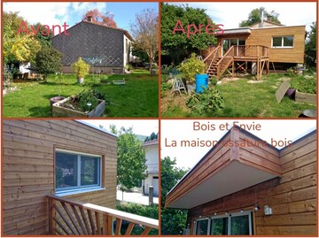 Construction d’une extension de maison en ossature bois avec sa terrasse en bois à Saint Amans Soult (Tarn)